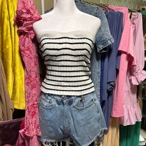 Universal Thread Ribbed Sleeveless Crop Top Black and White